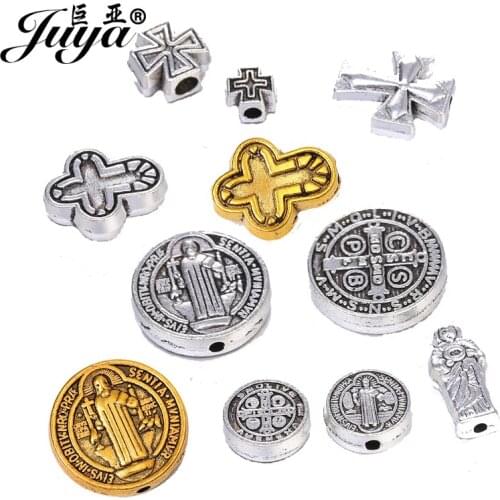 30PCS Jesus Cross Spacer Beads For Jewelry Making Christian Crown Bead Supplies Needlework DIY Handmade Bracelets Accessories
