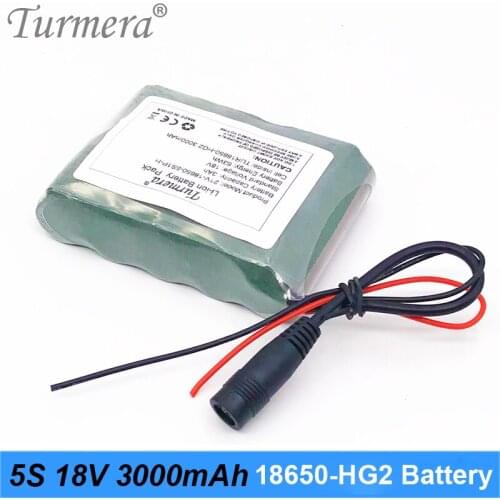 5S 18V 21V 3000mAh Reachargeable Lithium Battery Pack TUR18650HG2 3000mAh 30A Battery Cell with 5S BMS for Screwdriver 18V 21V