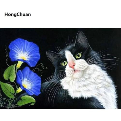 Christmas Flower Cat Cartoon 5D DIY Square/Round Diamond Painting Gift Cross Stitch Mosaic Diamond Embroidery Home Decoration