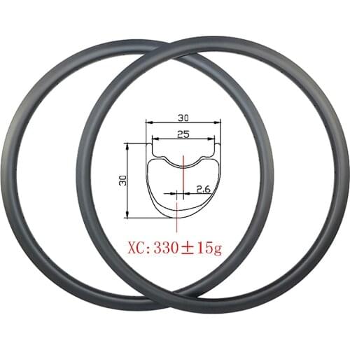 330g Ultralight 29er MTB XC 30mmx30mm asymmetry carbon rims UD matte glossy Hookless tubeless cross country mountain bike wheels