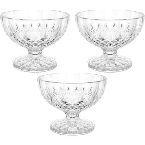 3pcs 180ml Mousse Dessert Cup Wine Glass Plastic Cake Jelly Pudding Cups Ice Cream Snacks Fruits Salad Serving Bowl Party