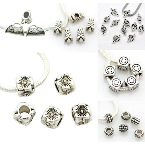 10Pcs / Lot Big Hole Beads Charms Fit European Bracelets Necklaces Snake Chain DIY For Jewelry Making ZYC