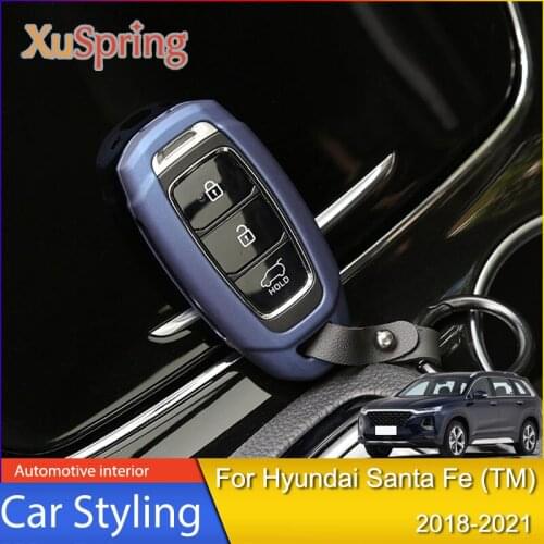 Key Shell Key Case Car Remote Control Key Protective Case Buckle Car Accessories For Hyundai Santa Fe MK4 TM 2018 2019 2020 2021