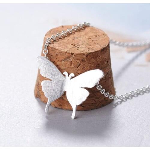 Real Silver Color Butterfly Long Necklaces For Women Fashion Choker Necklace Statement Wedding Jewelry Bijoux