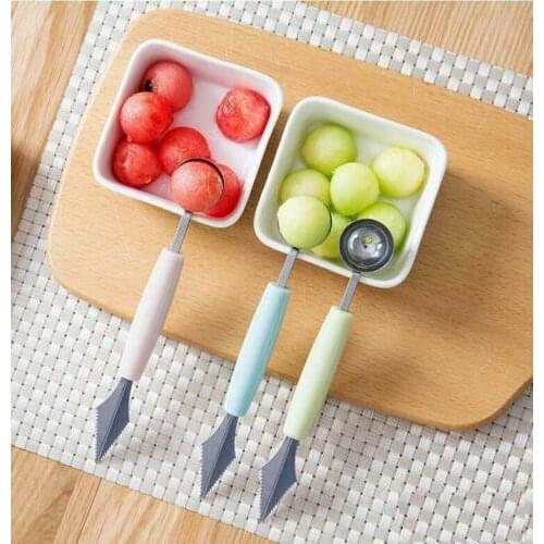 Double head fruit scoop cooking carving cream fruit ice cream steel double spoon melon stainless steel