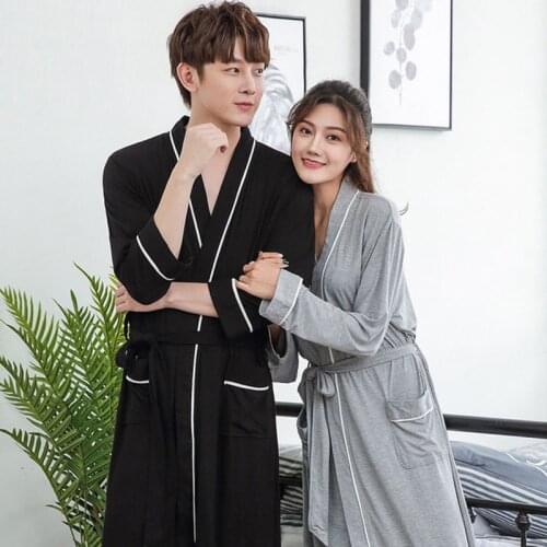 Gray Lovers robe Cotton халат For Women Solid Bamboo fiber Bathrobe Soft Ladies Casual Sleeprobe Loose fashion Homewear 2020