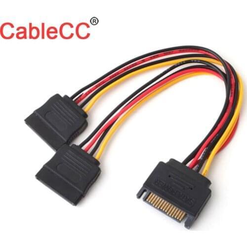 Jimier CY Cable SATA II Hard Disk Power Male to 2 Female Splitter Y 1 to 2 Extension Cable