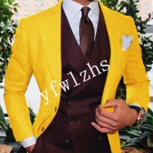 Handsome Two Buttons Groomsmen Notch Lapel Groom Tuxedos Wedding Dress Men Suits Blazer Prom Dinner (Jacket+Pants+Tie+Vest) A162