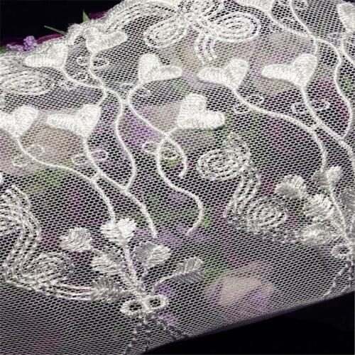 15cm wide polyester light soluble lace bar code 3D peach heart mesh embroidery lace diy high-grade lace