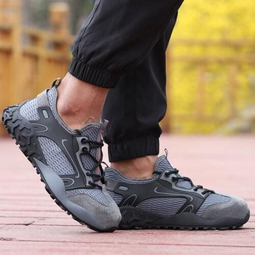 Lightweight Breathable Men Safety Shoes Steel Toe Work Shoes For Men Anti-smashing Construction Sneaker With Leather upper