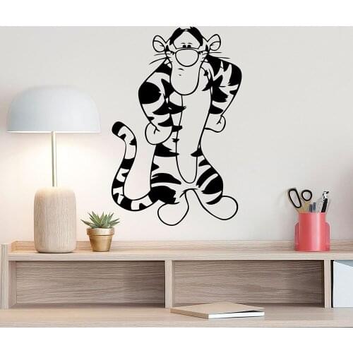 Cartoon Tiger Wall Decal Walt Door Window Vinyl Stickers Kids Children Room Nursery Playroom Interior Decor Cute Wallpaper E077