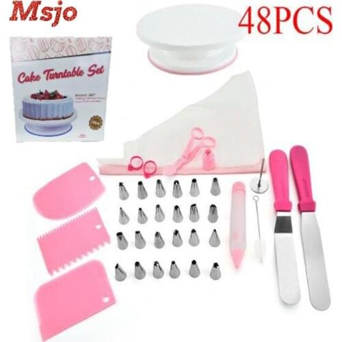 Msjo 48pcs Russian Piping Tips Set Stainless Pastry Nozzles Cream Confectionery Bag Leaf Mouth DIY Baking Cake Decorating Tools