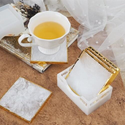 Rectangle Silicone Coaster & Coaster Box Set Resin Mold DIY Craft Epoxy Coaster Storage Box Coaster Mold Set Making Tool