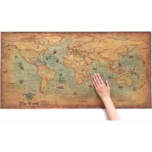 New Nautical Ocean Sea world map Retro old Art Paper Painting Home Decor Sticker Living Room Poster Cafe Antique poster Sticker