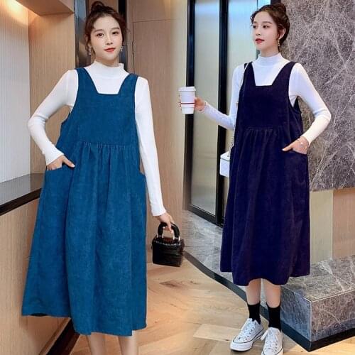 Maternity wear autumn and winter Korean fashion suspender skirt + sweater two-piece maternity dress