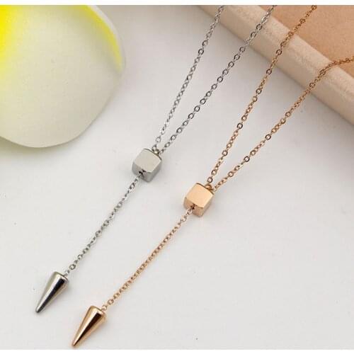 Martick 316L Stainless Steel Square Rivet Shape Necklace Link Chain Necklace Fashion Jewelry Top Quality For Girl P150