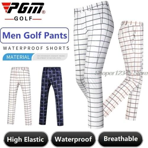 Pgm Men Plaid Long Pant Ultra-Thin Sportswear Trousers Waterproof Straight Golf Pants Man Elastic Trousers Run Tennis Plus Size