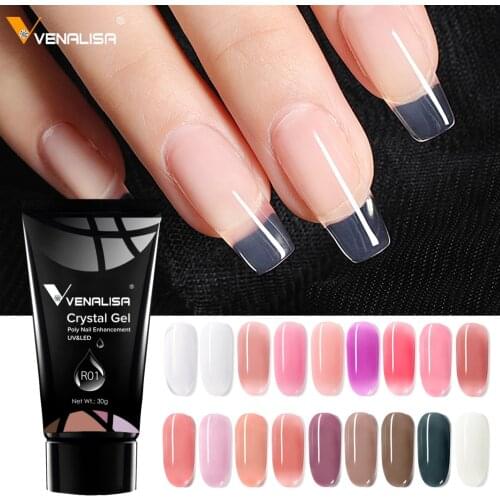VENALISA Nail Acrylic Gel Primer Base Top Coat Natural Pink Prolong Gel Clear Color Nail Slice with Brush Nail Art