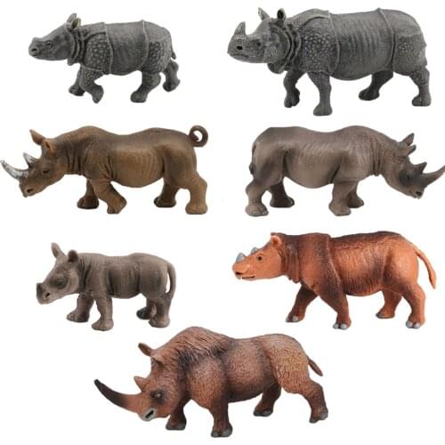 Lifelike Animals Figures Miniature Rhinoceros Models Kids Educational Toys