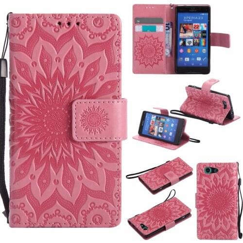 Luxury Flower Embossed Case sFor fundas Sony Xperia Z3 Compact Case D5803 D5833 sFor coque Sony Z3 Compact Case 4.6"
