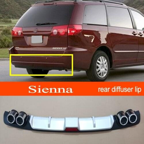 Sienna 09-10 ABS Plastic Silver / Black Car Rear Bumper Rear Diffuser Spoiler Lip for TOYOTA Sienna 2009 2010 Hatchback