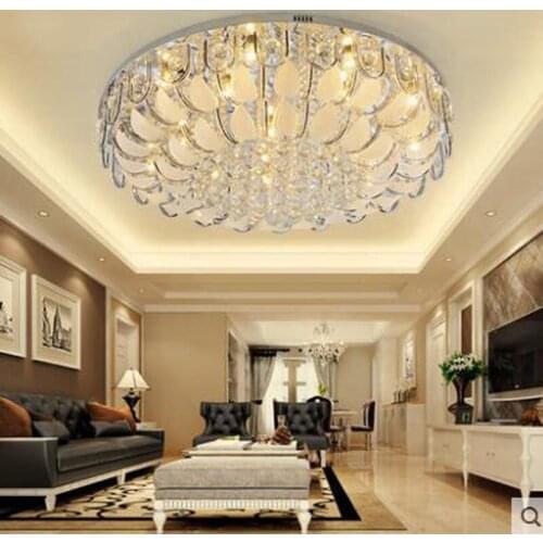 Modern minimalist round crystal ceiling lamp atmosphere led bedroom lamps personality discoloration restaurant study lighting