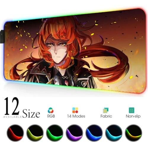 Genshin Impact Met Led Mouse Pad Extra Large Gaming Table Pad Setup Gamer Decoration Mouse Mat Computer Rgb for Pc 900x400mm