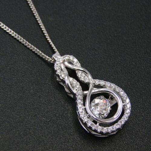 Dancing Diamond 925 Silver Jewelry Moving CZ Stone Pendant Necklace Engagement Wedding Jewelry For Gift