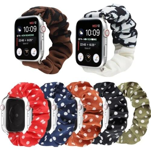 Fabric Elastic Dots Straps for 38mm 40mm 42mm 44mm Apple Watch Band Series 6 SE 5 4 3 2 1 on iwatch Ladies hair Watch Bracelet