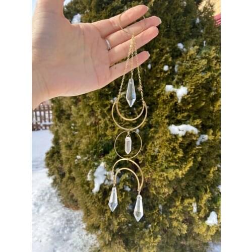 Triple Moon Sun Catcher,Car Prism,Crystal Suncatcher,Rearview Mirror Decor, Rainbows