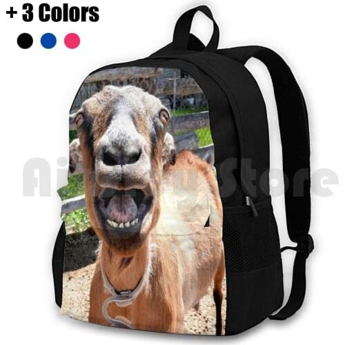 Smiling Goat , Yelling Goat , Funny Goat Outdoor Hiking Backpack Waterproof Camping Travel Smiling Goat Yelling Goat Funny Goat