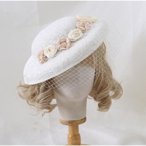 Lolita Flower Rose Hat Top Hat Mesh Clips Net Gorgeous Elegant Tea Party Girl Cap B1792