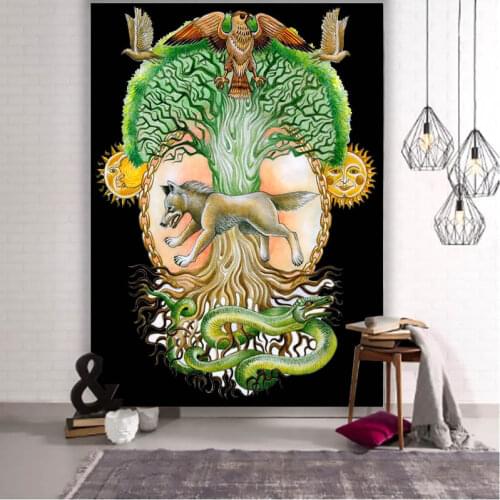 Pagan Rune Art Tapestry Mysterious Viking Meditation Psychedelic Hanging Tapestry Home Hippie Decoration Yoga Magic Beach Mat