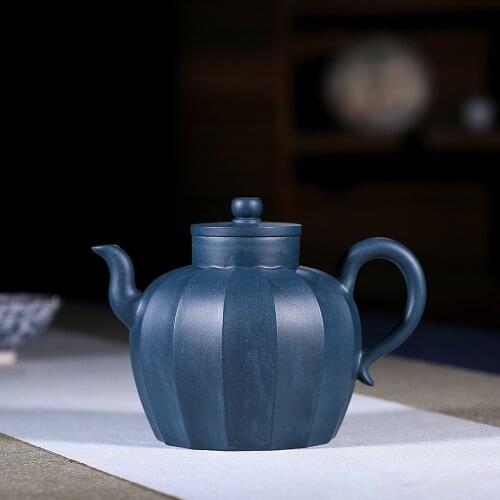 Yixing Name Yixing Full Manual Mu Ancient Fan Peng Xuan Azure Mud Teapot Kungfu Online Travel Tea Set Teapot Wholesale