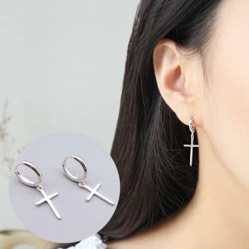 925 Sterling Silver Earrings for Women Stud Earrings Cross Silver Earrings Trendy Jewelry Accessories Wholesale