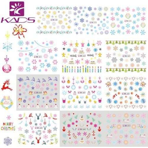 KADS 12 sheets/set Christmas Design Christmas Decorations Gift Beauty Nail Tools Patterns Nail Water Sticker Decal Nail Stickers