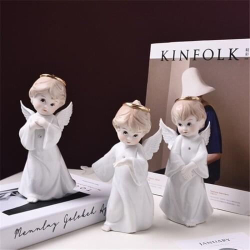 17x6cm Nordic Ceramic Angel Gril Figure Decoration Lovely Crafts Living Room Ornaments Home Furnishing Wedding Christmas Gift