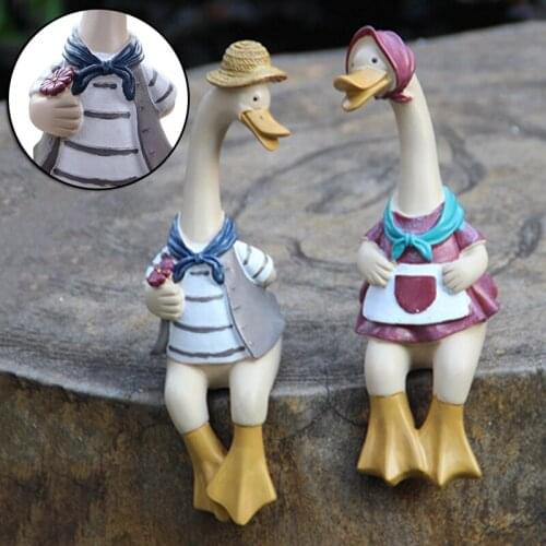 2pcs Resin Couple Duck Ornaments Simplicity Creativity Duck Statue Yard Art Crafts Decor For Lawn Garden Accessories E7