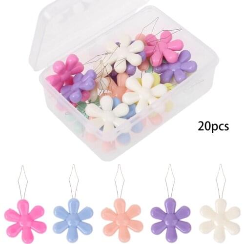 20pcs/box Flower Shape Wire Loop Needle Threaders for Cross Stitch Embroidery Sewing Needlework Thread Guide