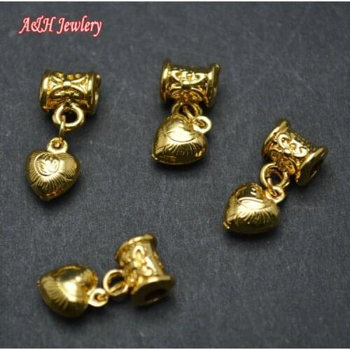 20pc/lot No Fade Gold Color DIY Findings Heart Charms For Bracelet Necklace Making Connections