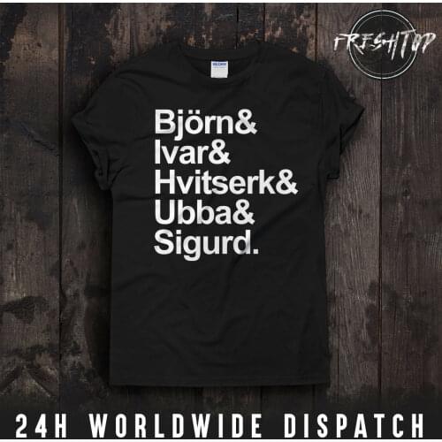 2019 Fashion Vikings T Shirt Bjorn Ivar Hvitserk Ubba Sigurd Ragnar Lothbrok Family Valhalla Tees