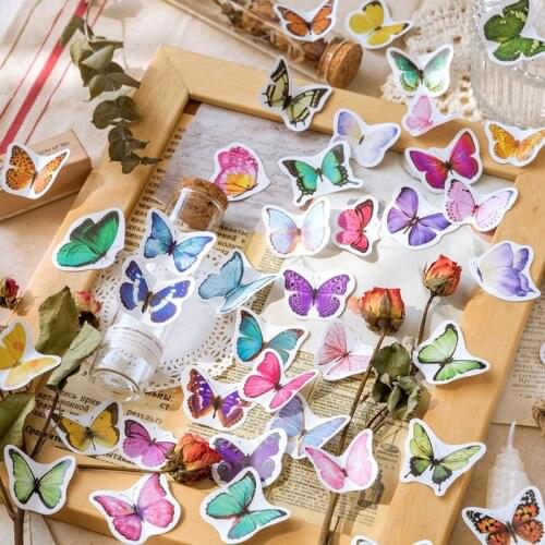 45 Pcs Butterfly Washi Planner Sticker Decorative Adhesive Sticker Craft Scrapbooking Sticker Set For Diary Album Notebook