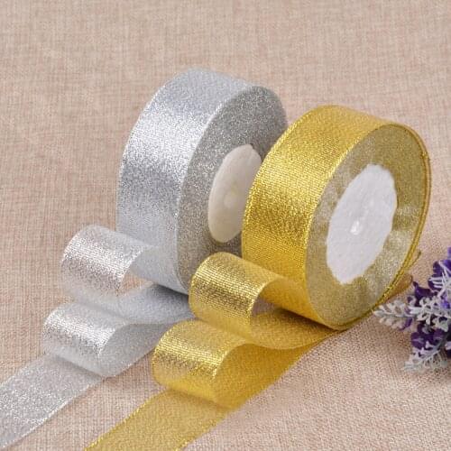 5 cm Gold and Silver Ribbon 25 Yard/22M Metallic Luster Wedding Christmas Decoration DIY Wedding Card Gift Wrapping Handmade