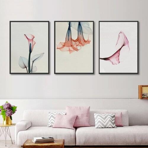 Abstract Nordic Poster Minimalist Transparent Calla Lily Canvas Picture Modular Wall Pictures for Living Room Home Decoration