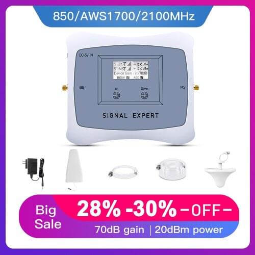 ATNJ New sale ! Smart LCD DUAL BAND 2G 3G 850/1700MHz mobile phone signal Cell Phone Signal Repeater cellular signal amplifier