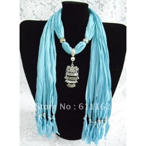 Free 2012 Soft Charmblue Pendant Scarves Jewelry Scarves Fashion Jewelry Scarf Mix