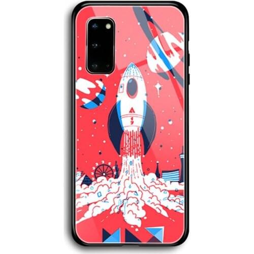 Retro rocket art Phone Case Tempered Glass For Samsung S7 S8 S9 S10E S20 21 30 Plus ultra Note 8 9 10 Plus A7 2018