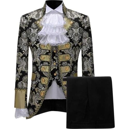 Mens European Gothic Style Mens Sets 2020 popular new Court Costumes Uniforms Beautifully Embroidered Men Performances Coat