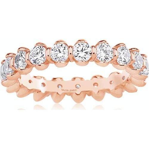 Valori Jewels 2.94 Carat, Zirconia White Round Gemstone, Rose Plated, Eternity Ring