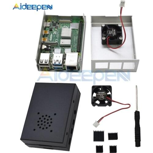 V1 Aluminum Alloy Case Shell Enclosure Protective Box with Cooling Fan Heat Sink Heatsinks + Screwdrive For Raspberry Pi 4/4B